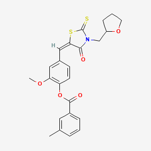 2-Methoxy-4-{(E)-[4-oxo-3-(tetrahydro-2-furanylmethyl)-2-thioxo-1,3-thiazolidin-5-ylidene]methyl}phenyl 3-methylbenzoate