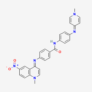 molecular formula C29H24N6O3 B1201150 Benzamide, 4-[(1-methyl-6-nitro-4(1H)-quinolinylidene)amino]-N-[4-[(1-methyl-4(1H)-pyridinylidene)amino]phenyl]- 