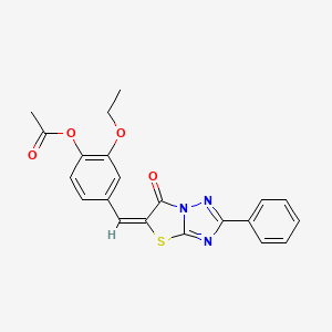 2-ethoxy-4-[(E)-(6-oxo-2-phenyl[1,3]thiazolo[3,2-b][1,2,4]triazol-5(6H)-ylidene)methyl]phenyl acetate