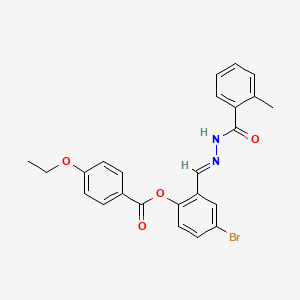 molecular formula C24H21BrN2O4 B12011560 4-Bromo-2-(2-(2-methylbenzoyl)carbohydrazonoyl)phenyl 4-ethoxybenzoate CAS No. 765907-75-3