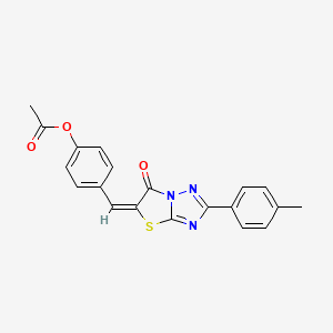 4-[(E)-(2-(4-methylphenyl)-6-oxo[1,3]thiazolo[3,2-b][1,2,4]triazol-5(6H)-ylidene)methyl]phenyl acetate