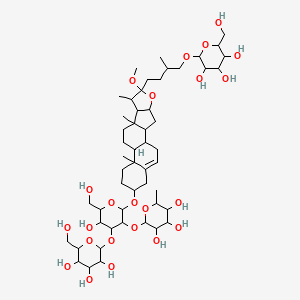 molecular formula C52H86O23 B1201160 3-((2-O-(6-Deoxyhexopyranosyl)-3-O-hexopyranosylhexopyranosyl)oxy)-22-methoxyfurost-5-en-26-yl hexopyranoside 