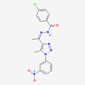 molecular formula C18H15ClN6O3 B12011636 4-chloro-N'-{(Z)-1-[5-methyl-1-(3-nitrophenyl)-1H-1,2,3-triazol-4-yl]ethylidene}benzohydrazide CAS No. 624725-51-5