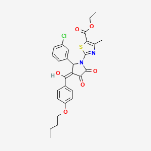 Ethyl 2-(3-(4-butoxybenzoyl)-2-(3-chlorophenyl)-4-hydroxy-5-oxo-2,5-dihydro-1H-pyrrol-1-yl)-4-methylthiazole-5-carboxylate