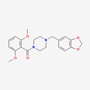 molecular formula C21H24N2O5 B1201169 [4-(1,3-Benzodioxol-5-ylmethyl)-1-piperazinyl]-(2,6-dimethoxyphenyl)methanone 