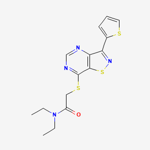 molecular formula C15H16N4OS3 B1201172 N,N-diethyl-2-[(3-thiophen-2-yl-7-isothiazolo[4,5-d]pyrimidinyl)thio]acetamide 