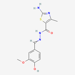 molecular formula C13H14N4O3S B1201177 2-amino-N'-[(3-methoxy-4-oxo-1-cyclohexa-2,5-dienylidene)methyl]-4-methyl-5-thiazolecarbohydrazide 