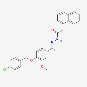 molecular formula C28H25ClN2O3 B12011802 N'-(4-((4-Chlorobenzyl)oxy)-3-ethoxybenzylidene)-2-(1-naphthyl)acetohydrazide CAS No. 767289-68-9