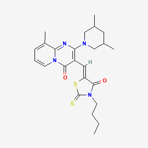 molecular formula C24H30N4O2S2 B12011819 (5Z)-3-butyl-5-[[2-(3,5-dimethylpiperidin-1-yl)-9-methyl-4-oxopyrido[1,2-a]pyrimidin-3-yl]methylidene]-2-sulfanylidene-1,3-thiazolidin-4-one 