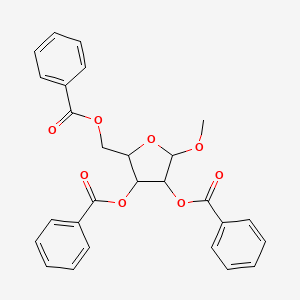 molecular formula C27H24O8 B12011860 (3,4-Dibenzoyloxy-5-methoxyoxolan-2-yl)methyl benzoate CAS No. 42793-97-5