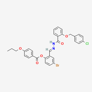 [4-bromo-2-[(E)-[[2-[(4-chlorophenyl)methoxy]benzoyl]hydrazinylidene]methyl]phenyl] 4-propoxybenzoate