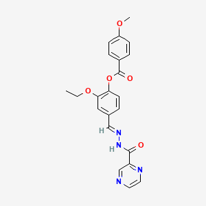 molecular formula C22H20N4O5 B12011893 2-Ethoxy-4-((2-(pyrazine-2-carbonyl)hydrazono)methyl)phenyl 4-methoxybenzoate CAS No. 769148-90-5