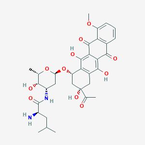 (2R)-N-[(2S,3S,4S,6R)-6-[[(1S,3S)-3-acetyl-3,5,12-trihydroxy-10-methoxy-6,11-dioxo-2,4-dihydro-1H-tetracen-1-yl]oxy]-3-hydroxy-2-methyloxan-4-yl]-2-amino-4-methylpentanamide
