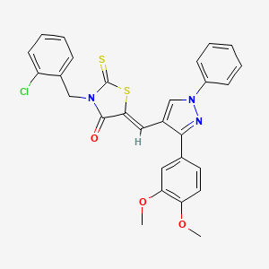 (5Z)-3-(2-chlorobenzyl)-5-{[3-(3,4-dimethoxyphenyl)-1-phenyl-1H-pyrazol-4-yl]methylene}-2-thioxo-1,3-thiazolidin-4-one