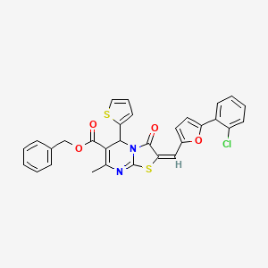 Benzyl 2-((5-(2-chlorophenyl)furan-2-yl)methylene)-7-methyl-3-oxo-5-(thiophen-2-yl)-3,5-dihydro-2H-thiazolo[3,2-a]pyrimidine-6-carboxylate