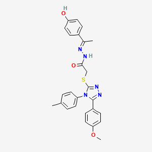 N'-[(1E)-1-(4-hydroxyphenyl)ethylidene]-2-{[5-(4-methoxyphenyl)-4-(4-methylphenyl)-4H-1,2,4-triazol-3-yl]sulfanyl}acetohydrazide