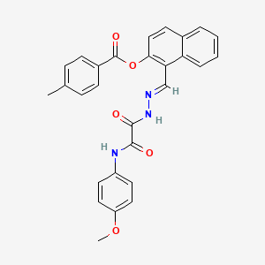 1-((2-(2-((4-Methoxyphenyl)amino)-2-oxoacetyl)hydrazono)methyl)naphthalen-2-yl 4-methylbenzoate