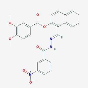 1-(2-(3-Nitrobenzoyl)carbohydrazonoyl)-2-naphthyl 3,4-dimethoxybenzoate