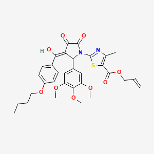 molecular formula C32H34N2O9S B12012127 Allyl 2-[3-(4-butoxybenzoyl)-4-hydroxy-5-oxo-2-(3,4,5-trimethoxyphenyl)-2,5-dihydro-1H-pyrrol-1-YL]-4-methyl-1,3-thiazole-5-carboxylate 