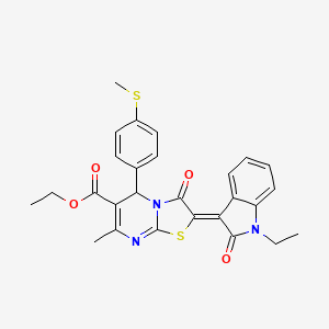 Ethyl 2-(1-ethyl-2-oxoindolin-3-ylidene)-7-methyl-5-(4-(methylthio)phenyl)-3-oxo-3,5-dihydro-2H-thiazolo[3,2-a]pyrimidine-6-carboxylate