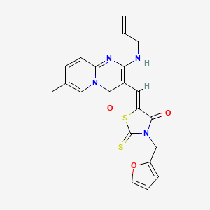 molecular formula C21H18N4O3S2 B12012154 2-(Allylamino)-3-{(Z)-[3-(2-furylmethyl)-4-oxo-2-thioxo-1,3-thiazolidin-5-ylidene]methyl}-7-methyl-4H-pyrido[1,2-A]pyrimidin-4-one 