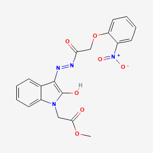 molecular formula C19H16N4O7 B12012156 Methyl 2-(3-(2-(2-(2-nitrophenoxy)acetyl)hydrazono)-2-oxoindolin-1-yl)acetate CAS No. 496774-62-0