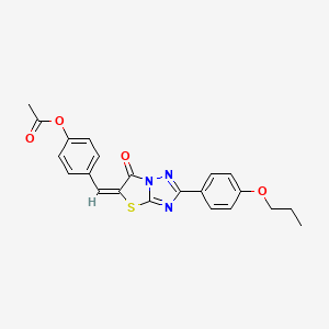 molecular formula C22H19N3O4S B12012223 4-[(E)-(6-Oxo-2-(4-propoxyphenyl)[1,3]thiazolo[3,2-B][1,2,4]triazol-5(6H)-ylidene)methyl]phenyl acetate CAS No. 618076-64-5