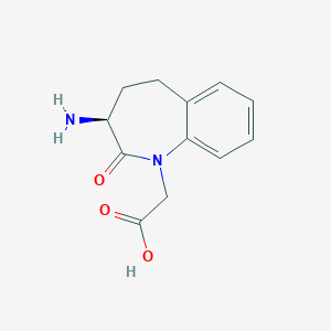 molecular formula C12H14N2O3 B120123 3-Amino-2-oxo-2,3,4,5-tetrahydro-1H-1-benzazepin-1-yl)acetic acid, (3S)- CAS No. 88372-47-8
