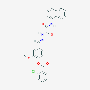 molecular formula C27H20ClN3O5 B12012328 [2-methoxy-4-[(E)-[[2-(naphthalen-1-ylamino)-2-oxoacetyl]hydrazinylidene]methyl]phenyl] 2-chlorobenzoate 