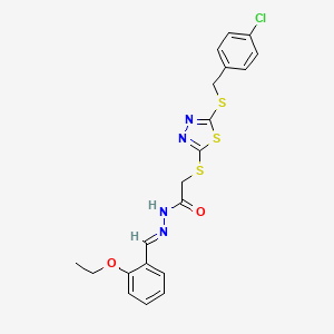 2-({5-[(4-chlorobenzyl)sulfanyl]-1,3,4-thiadiazol-2-yl}sulfanyl)-N'-[(E)-(2-ethoxyphenyl)methylidene]acetohydrazide