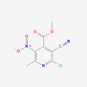 molecular formula C9H6ClN3O4 B12012392 Methyl 2-chloro-3-cyano-6-methyl-5-nitroisonicotinate 