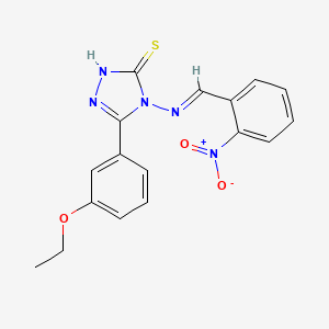 molecular formula C17H15N5O3S B12012403 5-(3-Ethoxyphenyl)-4-((2-nitrobenzylidene)amino)-4H-1,2,4-triazole-3-thiol CAS No. 613249-51-7