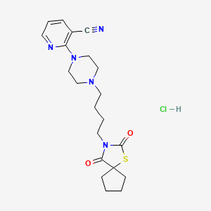 molecular formula C21H28ClN5O2S B1201241 2-(4-(4-(7,9-Dioxo-6-thia-8-azaspiro(4,4)nonan-8-yl)butyl)-1-piperazinyl)pyridine-3-carbonitrile hcl CAS No. 85581-65-3