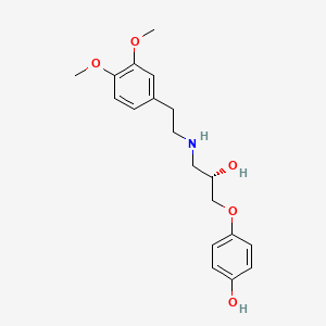 molecular formula C19H25NO5 B1201245 1-(((3,4-Dimethoxyphenyl)ethyl)amino)-3-(4-hydroxyphenoxy)-2-propanol CAS No. 87112-65-0
