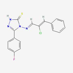 molecular formula C17H12ClFN4S B12012577 4-[(E)-[(Z)-2-chloro-3-phenylprop-2-enylidene]amino]-3-(4-fluorophenyl)-1H-1,2,4-triazole-5-thione CAS No. 674813-21-9