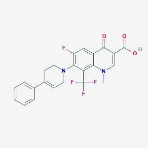 molecular formula C23H18F4N2O3 B1201269 6-fluoro-1-methyl-4-oxo-7-(4-phenyl-3,6-dihydro-2H-pyridin-1-yl)-8-(trifluoromethyl)quinoline-3-carboxylic acid 