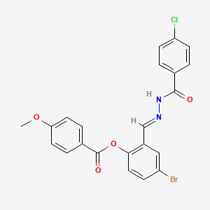 molecular formula C22H16BrClN2O4 B12012697 4-Bromo-2-(2-(4-chlorobenzoyl)carbohydrazonoyl)phenyl 4-methoxybenzoate CAS No. 356800-24-3