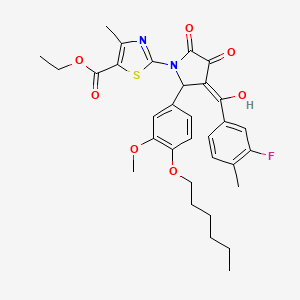 ethyl 2-{3-(3-fluoro-4-methylbenzoyl)-2-[4-(hexyloxy)-3-methoxyphenyl]-4-hydroxy-5-oxo-2,5-dihydro-1H-pyrrol-1-yl}-4-methyl-1,3-thiazole-5-carboxylate