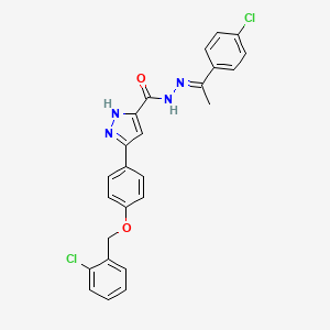 5-(4-((2-Chlorobenzyl)oxy)phenyl)-N'-(1-(4-chlorophenyl)ethylidene)-1H-pyrazole-3-carbohydrazide