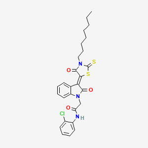 molecular formula C27H28ClN3O3S2 B12012870 N-(2-chlorophenyl)-2-[(3Z)-3-(3-octyl-4-oxo-2-thioxo-1,3-thiazolidin-5-ylidene)-2-oxo-2,3-dihydro-1H-indol-1-yl]acetamide CAS No. 618077-08-0