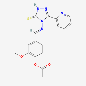 2-Methoxy-4-(((3-(pyridin-2-yl)-5-thioxo-1H-1,2,4-triazol-4(5H)-yl)imino)methyl)phenyl acetate