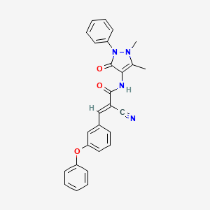 (2E)-2-cyano-N-(1,5-dimethyl-3-oxo-2-phenyl-2,3-dihydro-1H-pyrazol-4-yl)-3-(3-phenoxyphenyl)-2-propenamide