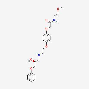 molecular formula C22H30N2O6 B1201296 Acetamide, 2-(4-(2-((2-hydroxy-3-phenoxypropyl)amino)ethoxy)phenoxy)-N-(2-methoxyethyl)-, (S)- CAS No. 129689-30-1
