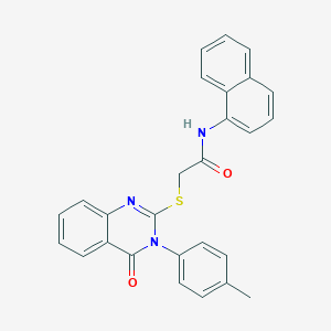 molecular formula C27H21N3O2S B12012986 2-{[3-(4-methylphenyl)-4-oxo-3,4-dihydroquinazolin-2-yl]sulfanyl}-N-(naphthalen-1-yl)acetamide CAS No. 577696-36-7