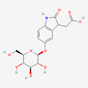 molecular formula C16H19NO9 B1201305 2-[2-oxo-5-[(2S,3R,4S,5S,6R)-3,4,5-trihydroxy-6-(hydroxymethyl)oxan-2-yl]oxy-1,3-dihydroindol-3-yl]acetic acid CAS No. 95061-84-0
