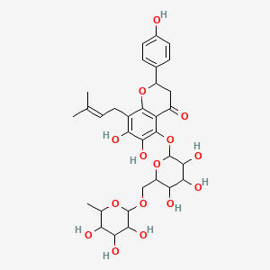molecular formula C32H40O15 B1201306 6,7-二羟基-2-(4-羟基苯基)-8-(3-甲基丁-2-烯基)-5-[3,4,5-三羟基-6-[(3,4,5-三羟基-6-甲基氧杂环-2-基)氧甲基]氧杂环-2-基]氧基-2,3-二氢色满酮-4-酮 CAS No. 96253-68-8
