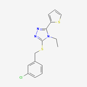 molecular formula C15H14ClN3S2 B12013075 3-((3-Chlorobenzyl)thio)-4-ethyl-5-(2-thienyl)-4H-1,2,4-triazole CAS No. 577765-41-4