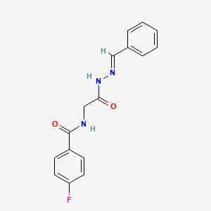 molecular formula C16H14FN3O2 B12013087 N-(2-(2-Benzylidenehydrazino)-2-oxoethyl)-4-fluorobenzamide CAS No. 468073-15-6