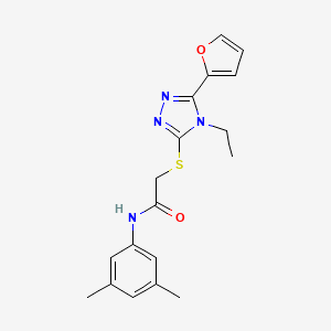 molecular formula C18H20N4O2S B12013088 N-(3,5-dimethylphenyl)-2-{[4-ethyl-5-(furan-2-yl)-4H-1,2,4-triazol-3-yl]sulfanyl}acetamide CAS No. 557069-58-6