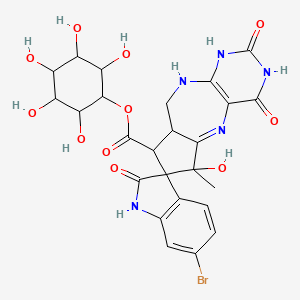 molecular formula C25H26BrN5O11 B1201310 2,3,4,5,6-五羟基环己基 6'-溴-2,2',4,6-四羟基-6-甲基-8,8a,9,10-四氢-6H-螺[环戊[e]嘧啶并[4,5-b][1,4]二氮杂卓-7,3'-吲哚]-8-羧酸盐 